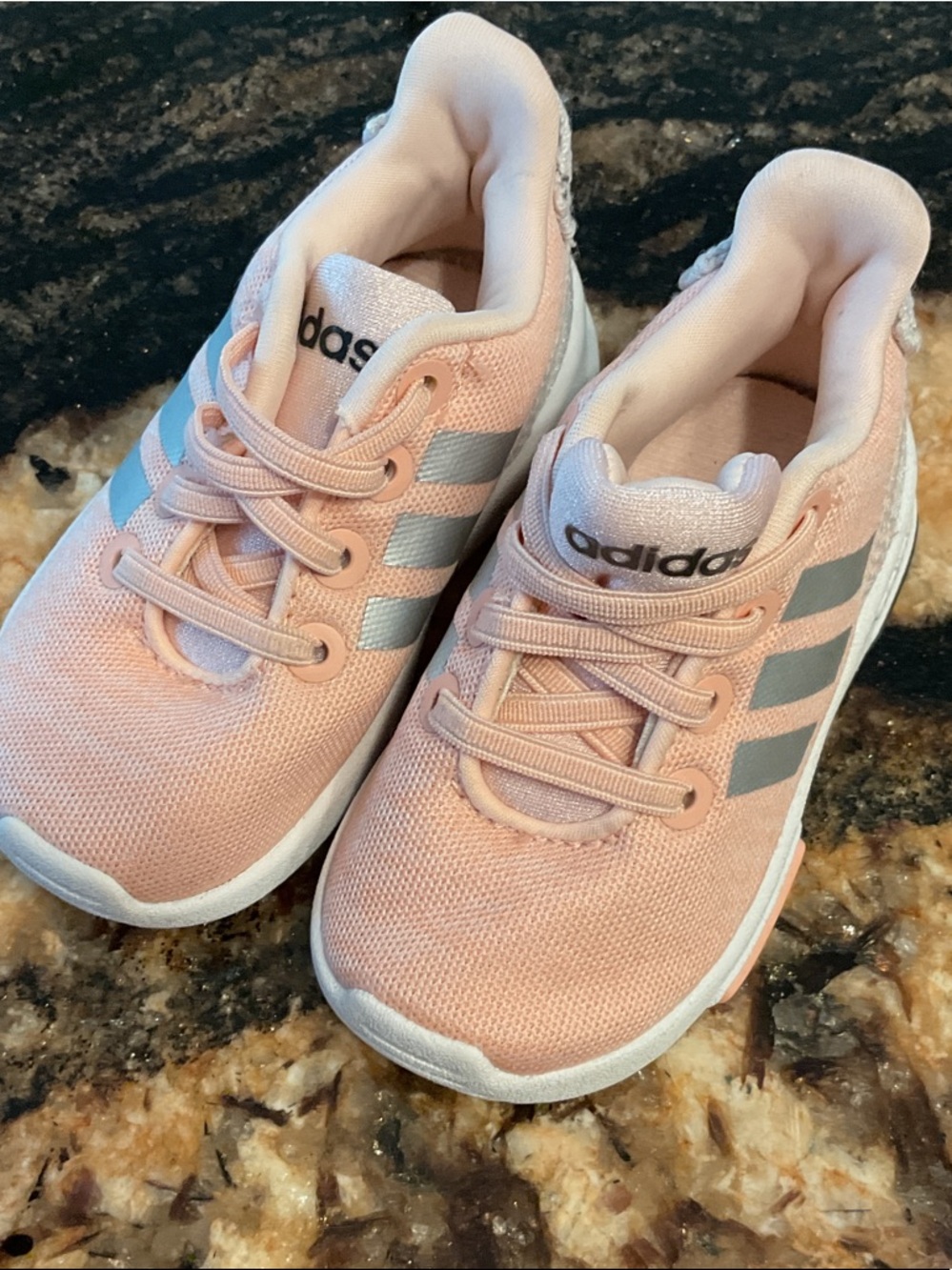 Adidas Runfalcon Kids Light Pink and Silver Athletic Sneakers